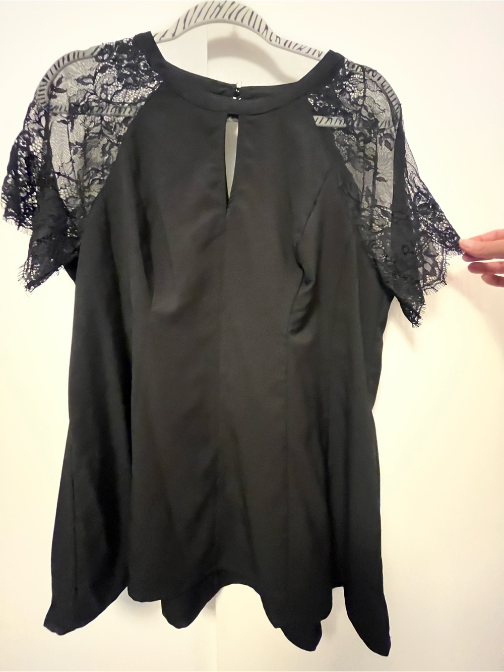 torrid Black Lace Sleeve Keyhole Peplum Top